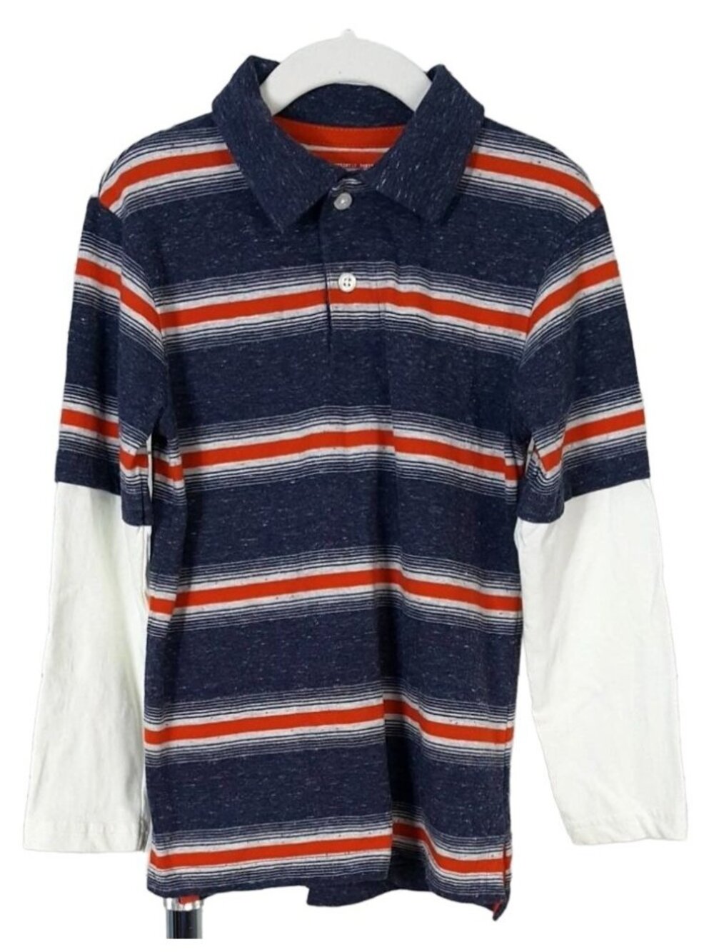 Sonoma Boys Striped Polo Shirt Blue Size 5 Collar Skater Mock Layer Long Sleeve
